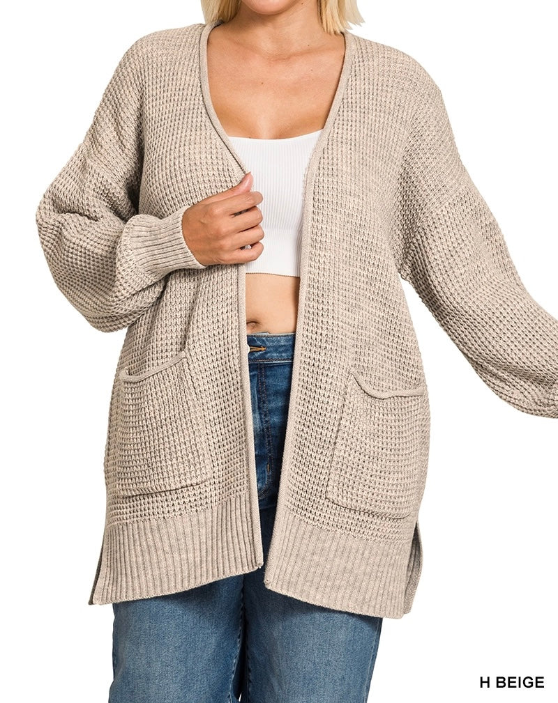 Waffle Cardigan Sweater