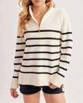Striped Quarter Zip Sweater