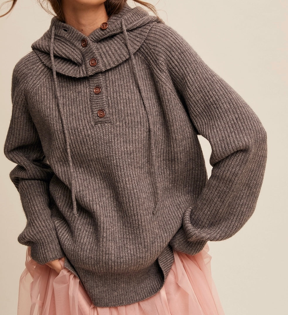 Mocha Mood Detachable Hood Sweater