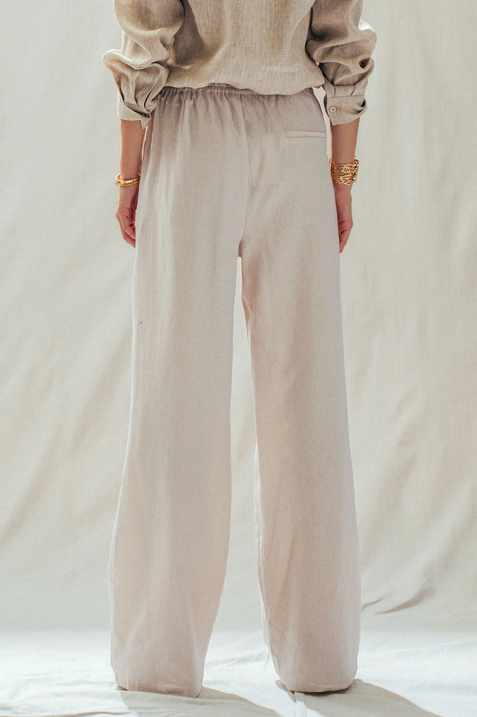 Linen Blend Wide Leg Pants