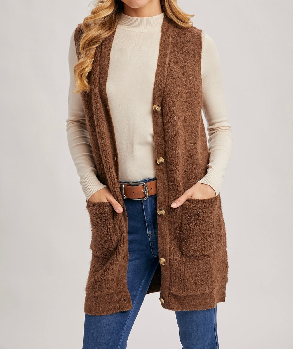 V-neck Teddy Cardigan Vest
