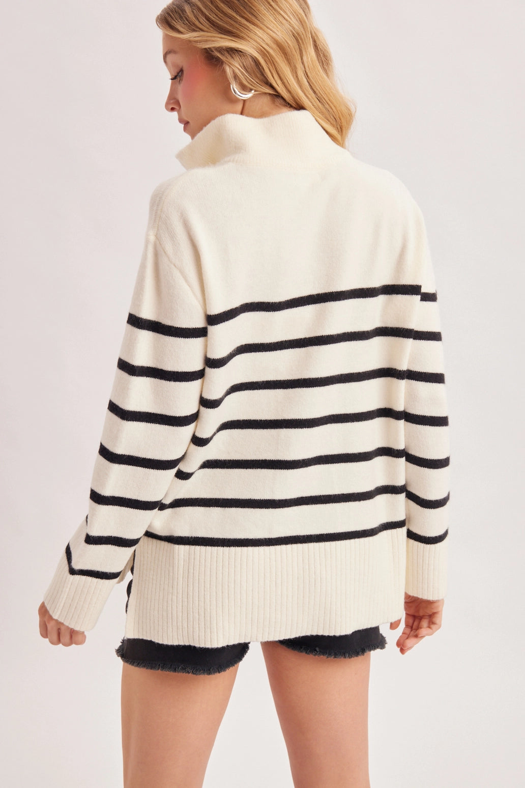 Striped Quarter Zip Sweater