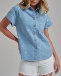 Floral Embroidery Button Down