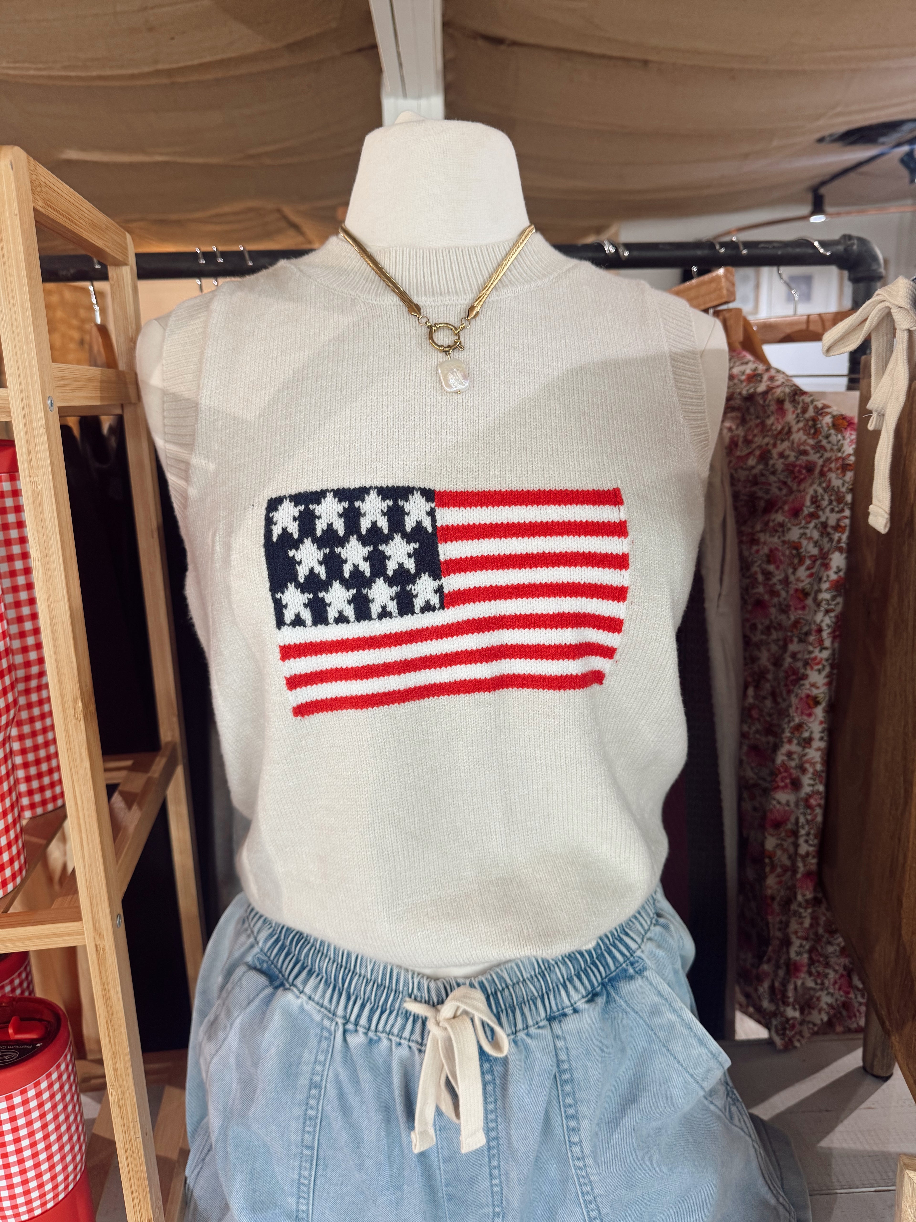 American Flag Knit Tank
