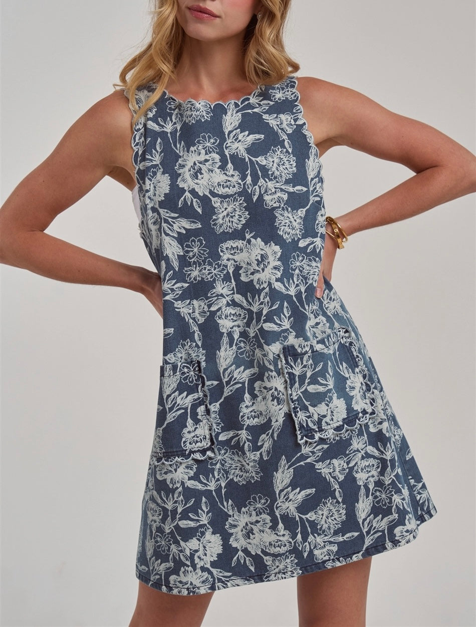 Scalloped Embroidery Dress