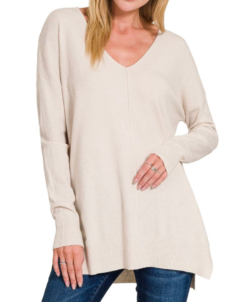Softest White Front Seam Sweater