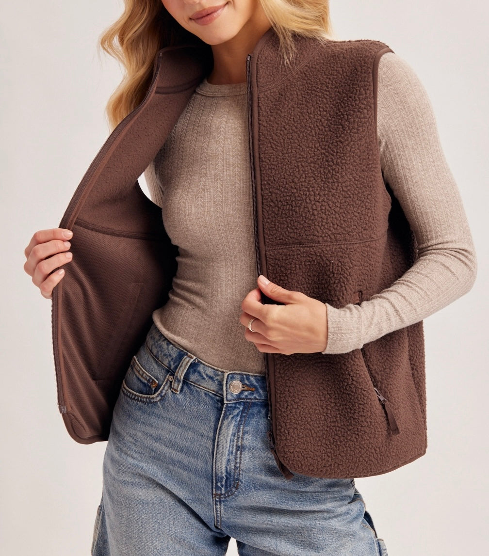 Espresso Sherpa Fleece Vest