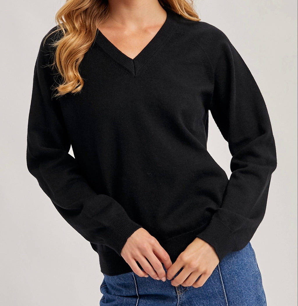 Classy V-neck Sweater - Black