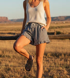 Gingham Ruffle Bottom Shorts