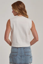 Lace Trimmed Button Front Tank
