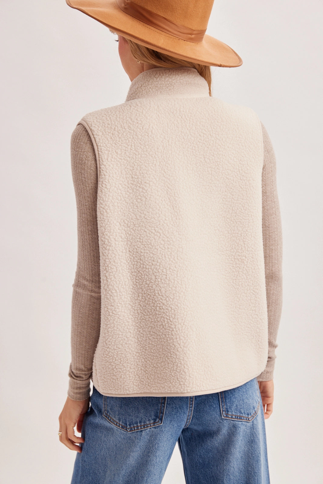 Cream Sherpa Fleece Vest