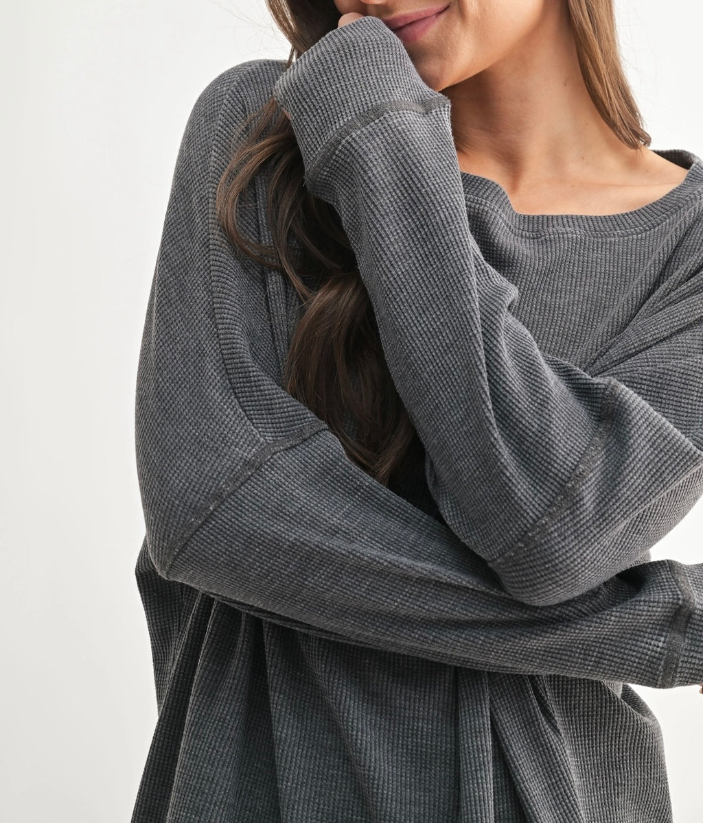Ribbed Waffle Pullover