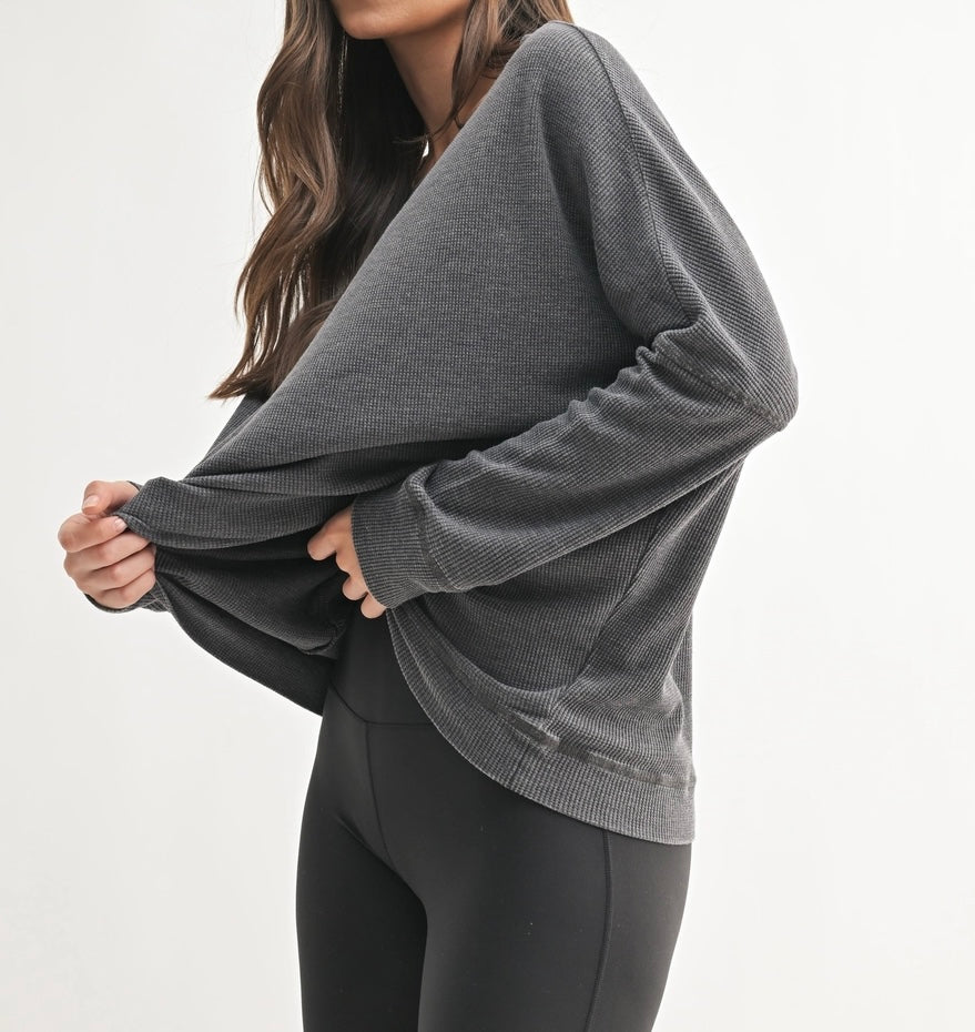 Ribbed Waffle Pullover