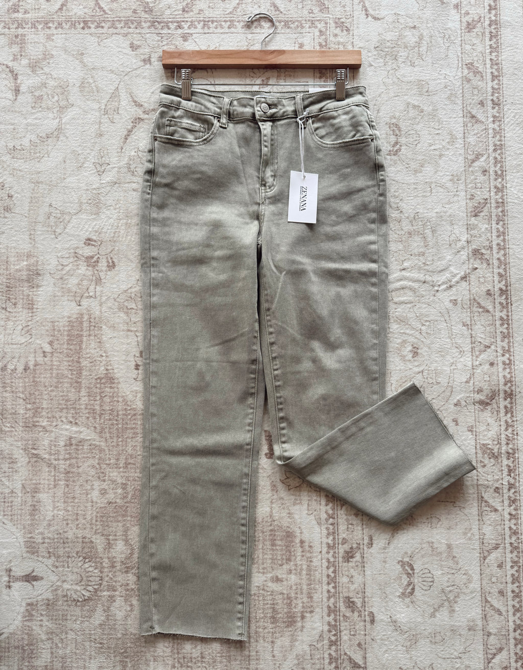The Best Zenana Jeans - Light Olive