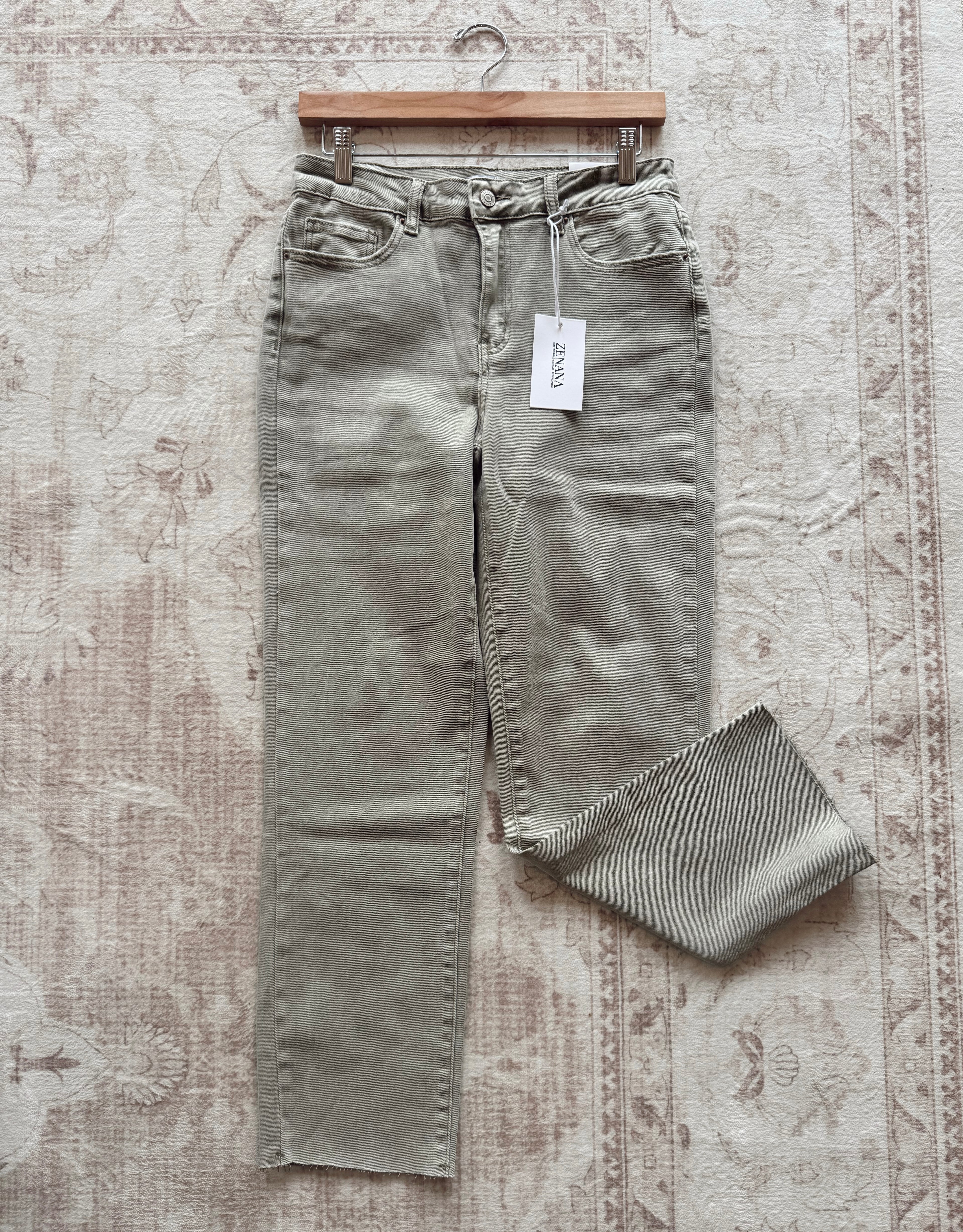 The Best Zenana Jeans - Light Olive