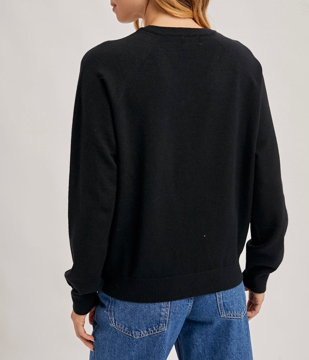 Classy V-neck Sweater - Black