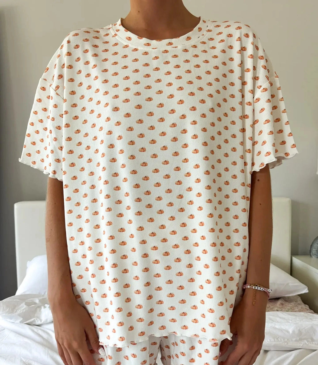 Short Sleeve Pumpkin Pajama Top