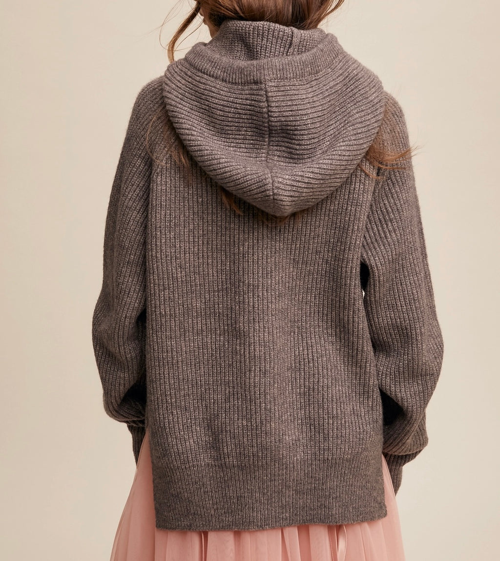 Mocha Mood Detachable Hood Sweater