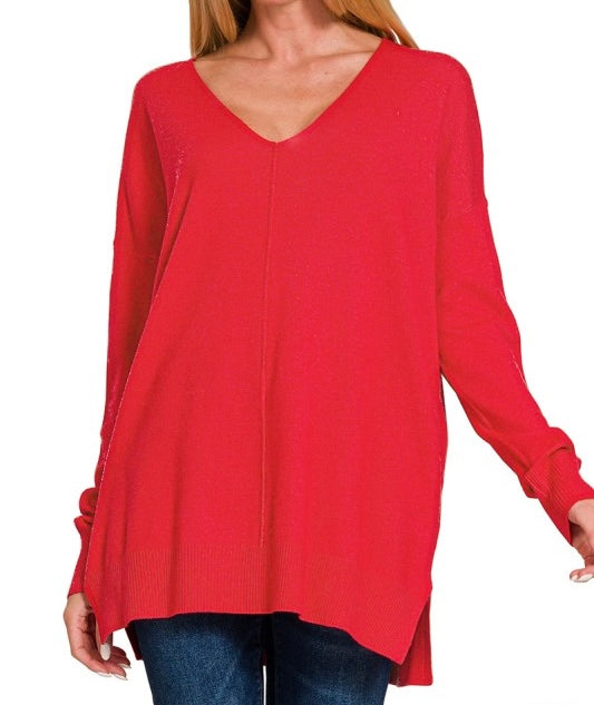 Holly Red Front Seam Sweater