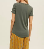 Ribbed Knit Basic Tee - Forrest