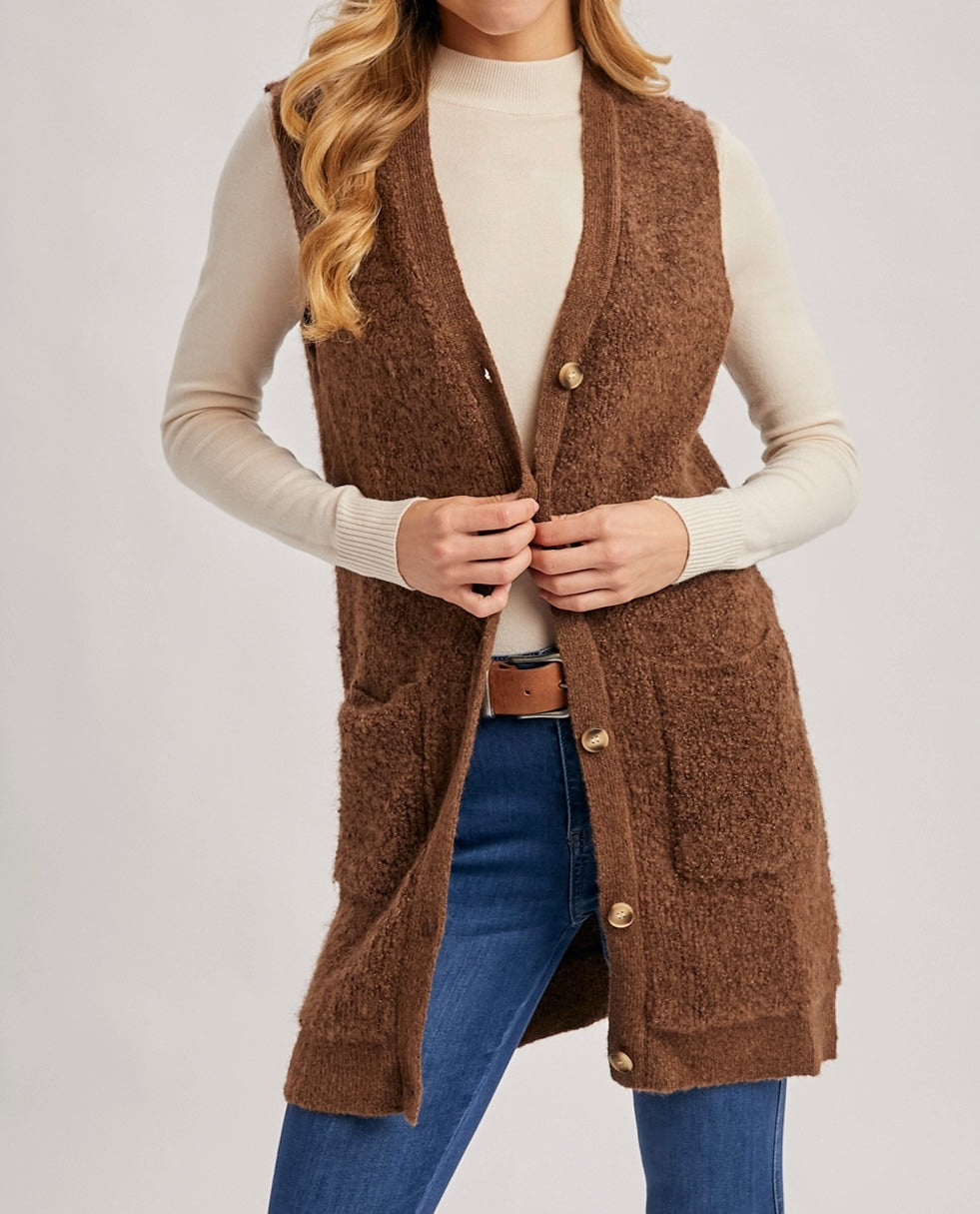V-neck Teddy Cardigan Vest