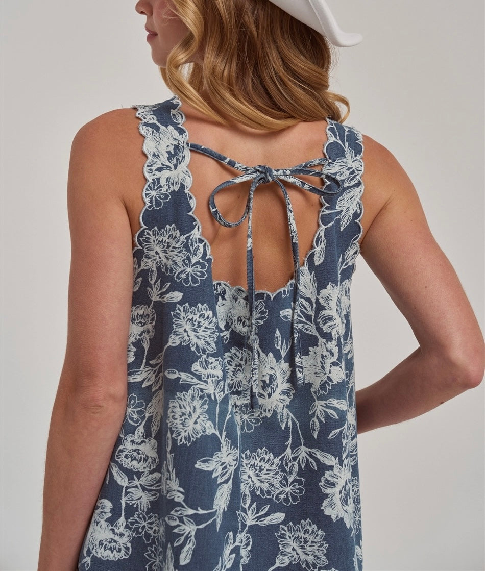 Scalloped Embroidery Dress