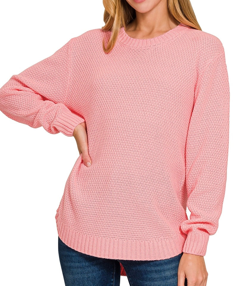 Sweet Pink Round Neck Sweater