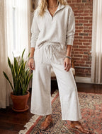 Scuba Quarter Zip Top - Heather Oatmeal