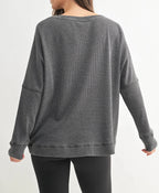 Ribbed Waffle Pullover