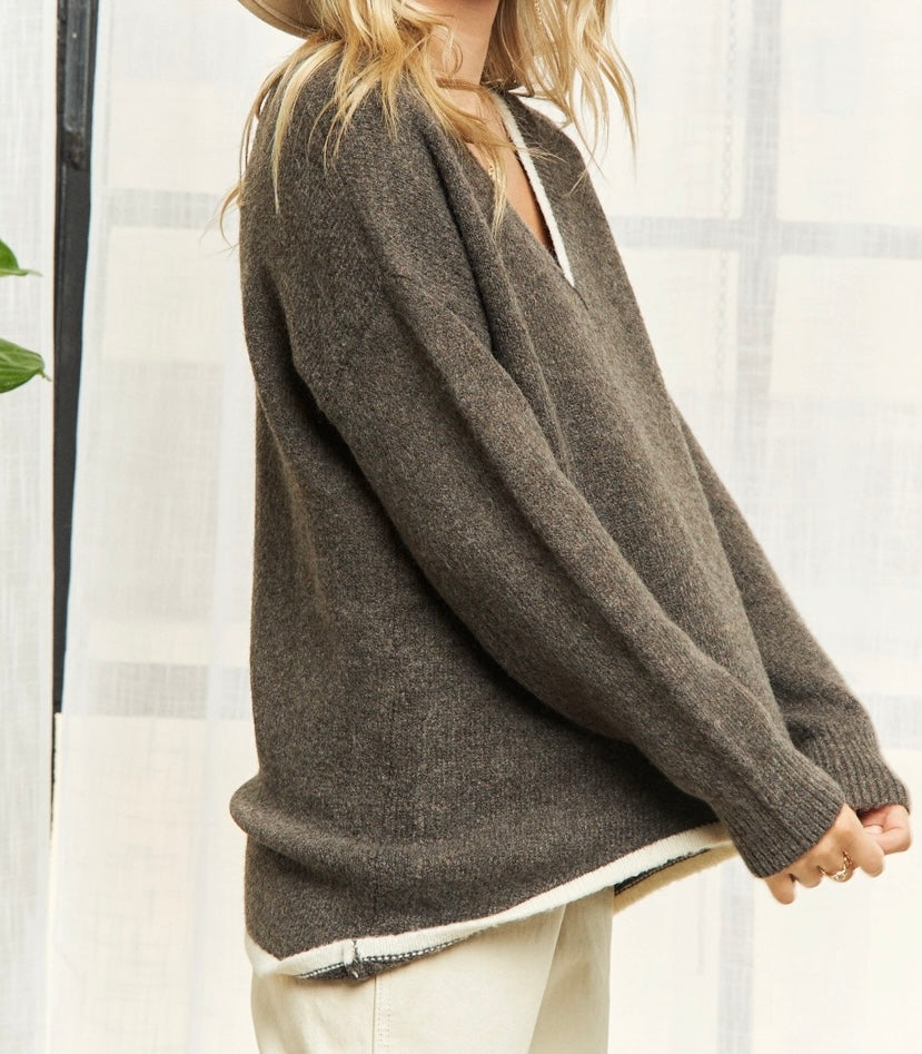 On the Weekend Hi-Low Sweater - Brown