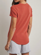 Ribbed Knit Basic Tee - Terracotta