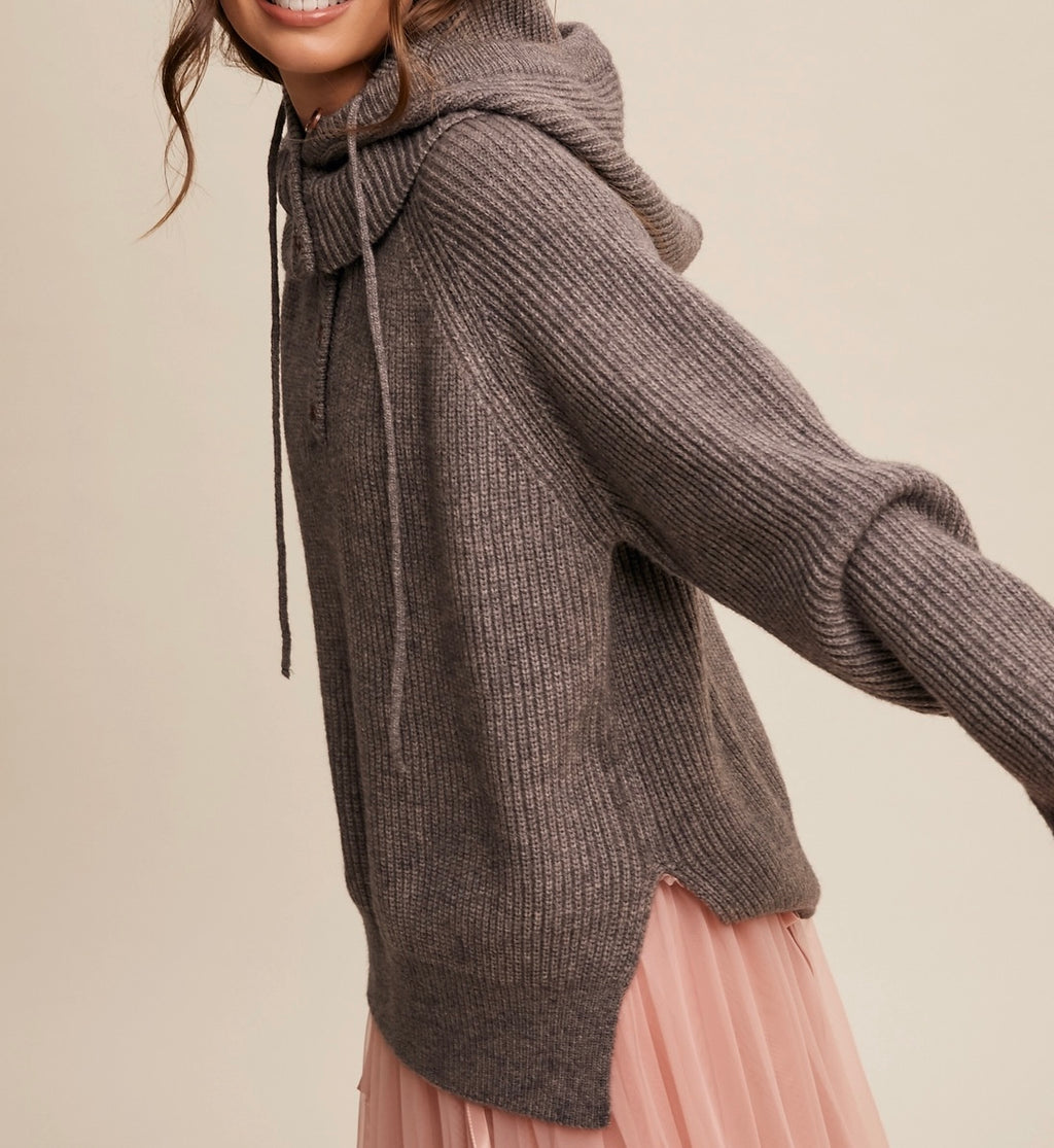 Mocha Mood Detachable Hood Sweater