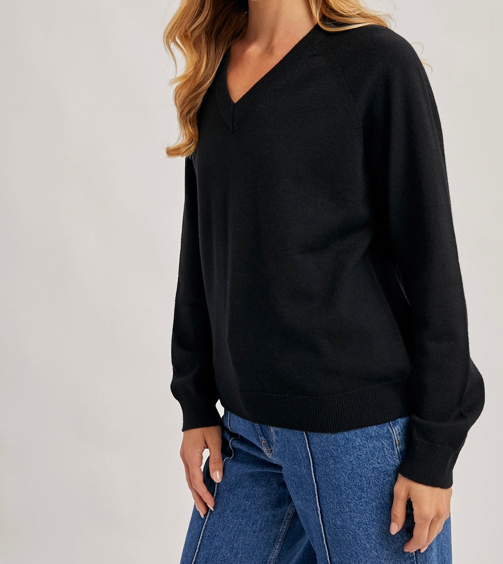 Classy V-neck Sweater - Black