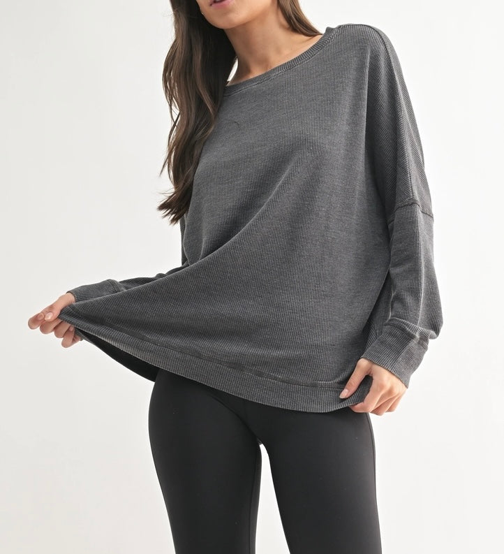 Ribbed Waffle Pullover