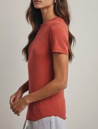 Ribbed Knit Basic Tee - Terracotta