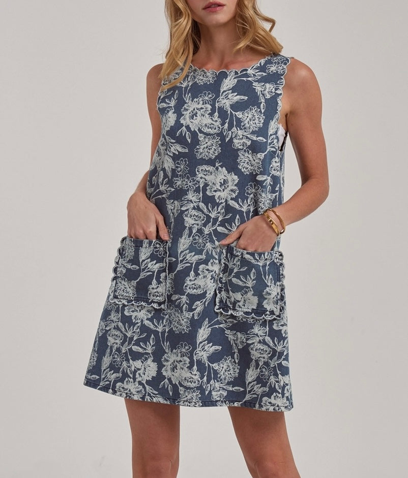 Scalloped Embroidery Dress