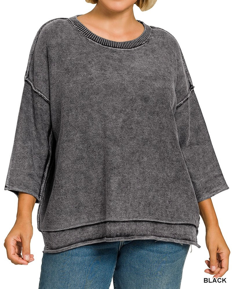 3/4 Sleeve Boxy Sweater