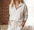 Scuba Quarter Zip Top - Heather Oatmeal