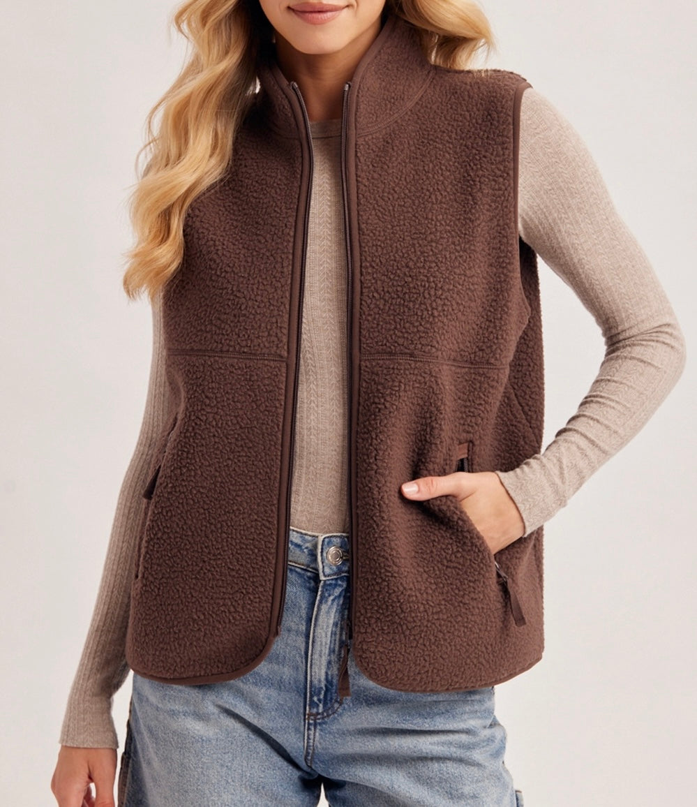 Espresso Sherpa Fleece Vest