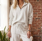 Scuba Quarter Zip Top - Heather Oatmeal