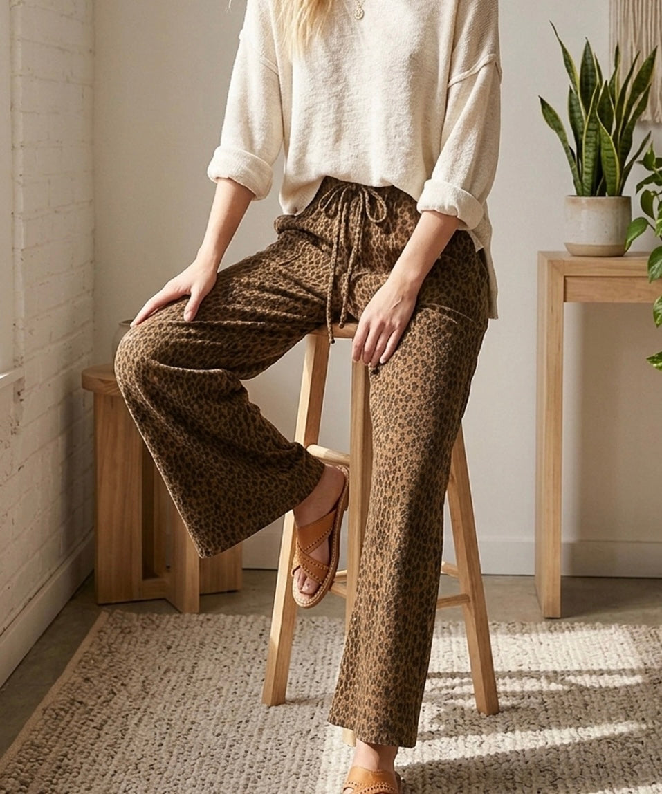 Leopard Wide Leg Pants