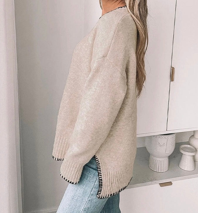 Aspyn Split Bottom Sweater - Cream