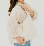 Haddie Hobo Vegan Leather Tote - Cream