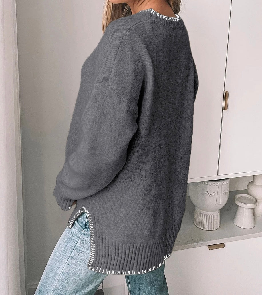 Aspyn Split Bottom Sweater - Grey