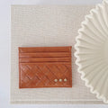 Mariah Woven Small Card Holder Wallet - Brown