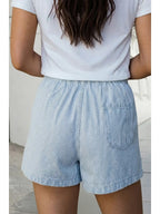 Sunday Striped Drawstring Denim Shorts
