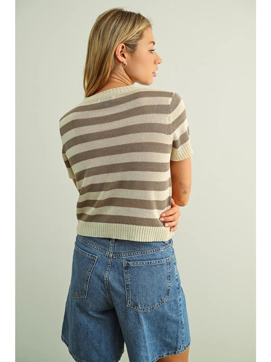 Striped Knitted Short Sleeve