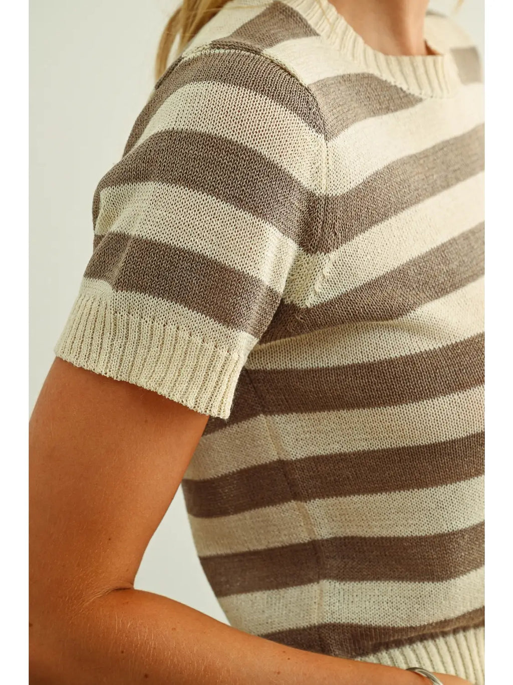 Striped Knitted Short Sleeve