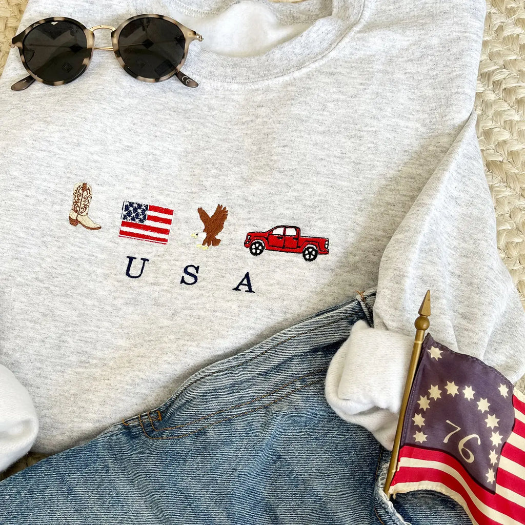 USA Embroidered Icons Sweatshirt