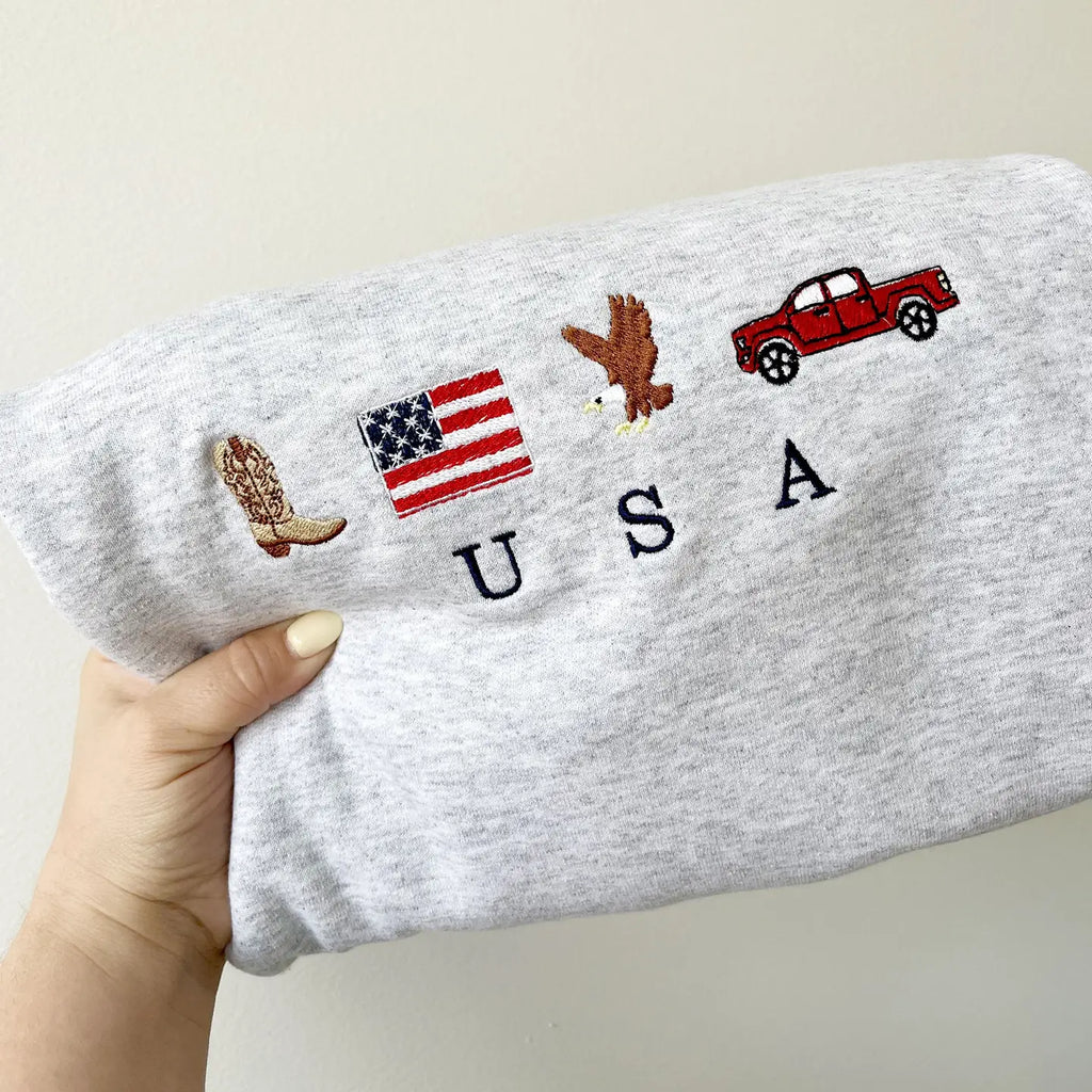 USA Embroidered Icons Sweatshirt